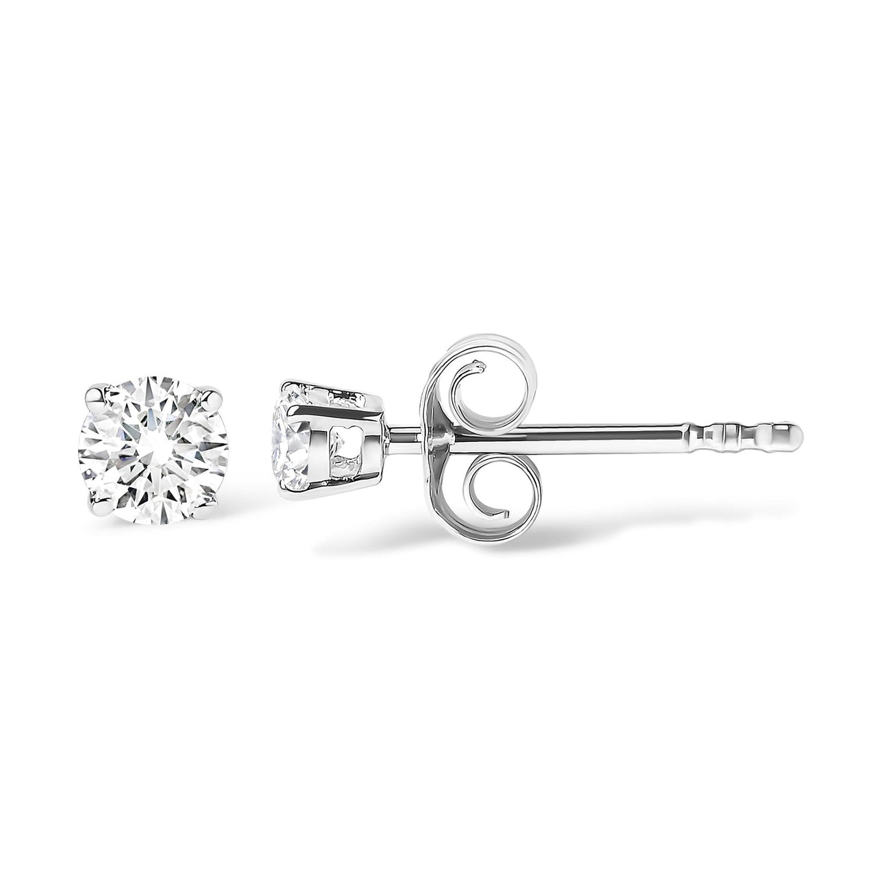 IGI Certified 1.00 Cttw Round Brilliant-Cut Diamond 14K White Gold Classic 4-Prong Solitaire Stud Earrings (J-K Color, I1-I2 Clarity)