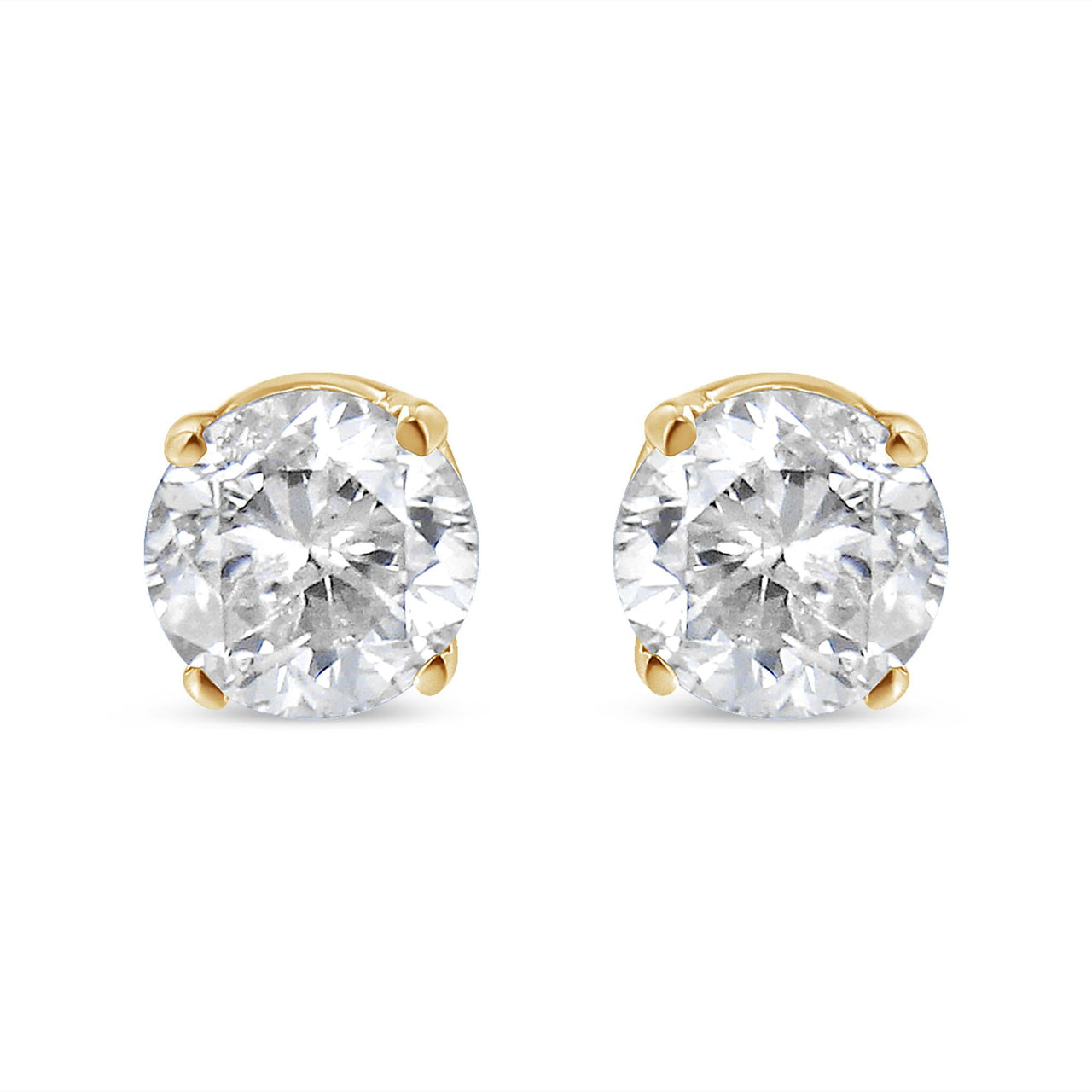 AGS Certified 14k Yellow Gold 3/8 cttw 4-Prong Set Brilliant Round-Cut Solitaire Diamond Push Back Stud Earrings (Q-R Color, SI2-I1 Clarity)