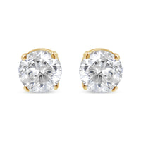AGS Certified 14k Yellow Gold 3/8 cttw 4-Prong Set Brilliant Round-Cut Solitaire Diamond Push Back Stud Earrings (L-M Color, SI2-I1 Clarity)