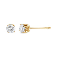 14K Yellow Gold 1/3 Cttw Round Brilliant-Cut Diamond Classic 4-Prong Stud Earrings (L-M Color, I1-I2 Clarity)