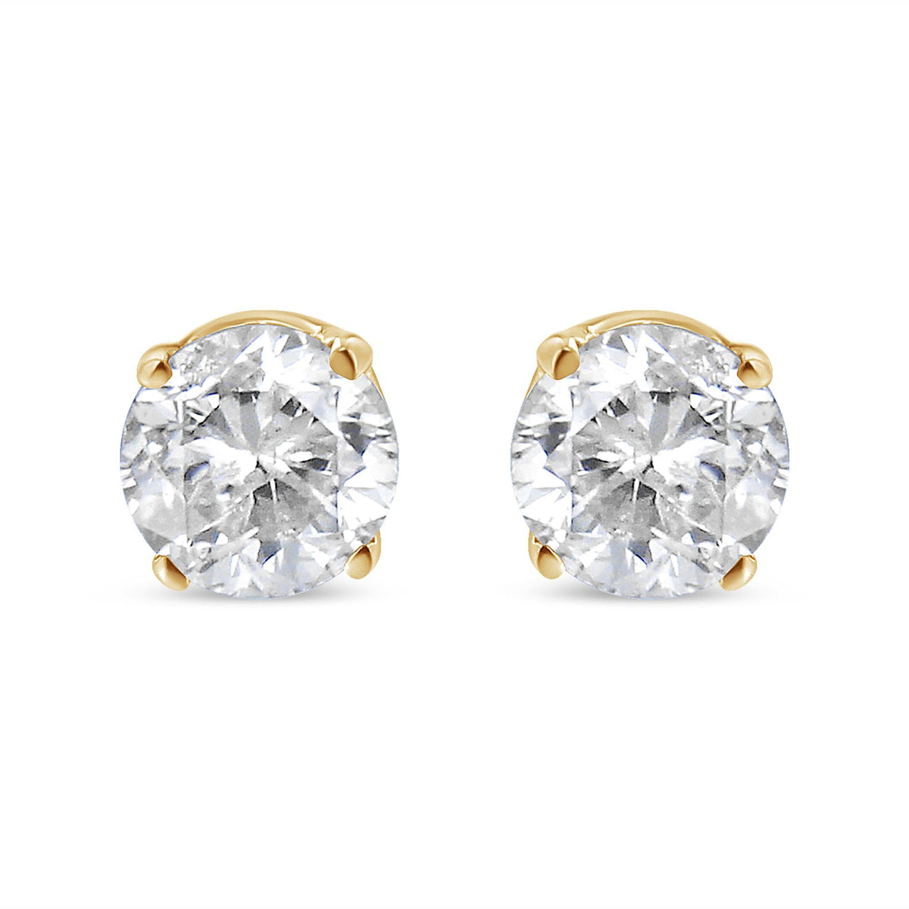 14K Yellow Gold 1/3 Cttw Round Brilliant-Cut Diamond Classic 4-Prong Stud Earrings (L-M Color, I1-I2 Clarity)
