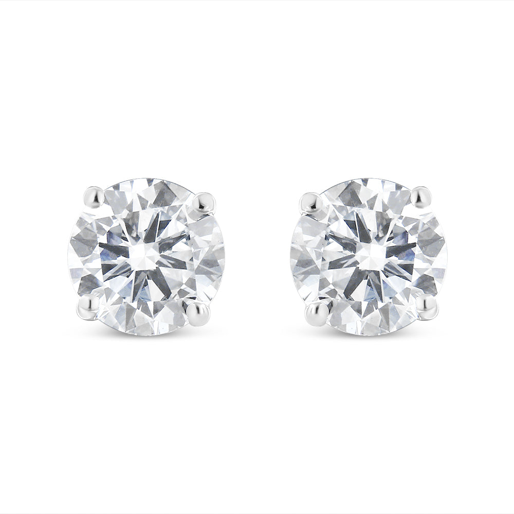 IGI Certified 14K White Gold 3.0 Cttw Solitaire Round Cut Lab Grown Diamond Stud Earrings (G-H Color, VS2-SI1 Clarity)