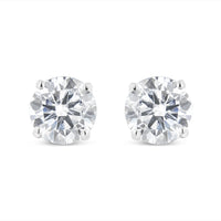 IGI Certified 14K White Gold 3.0 Cttw Solitaire Round Cut Lab Grown Diamond Stud Earrings (G-H Color, VS2-SI1 Clarity)