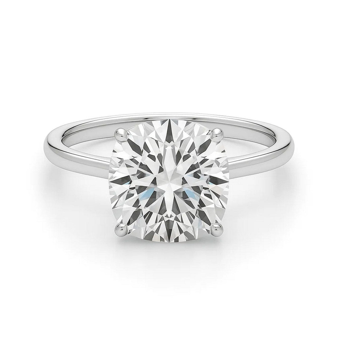 5 Carat Cushion Lab Grown IGI G/VS1 Diamond Solitaire Ring in 10K White Gold - KIAHMILLA