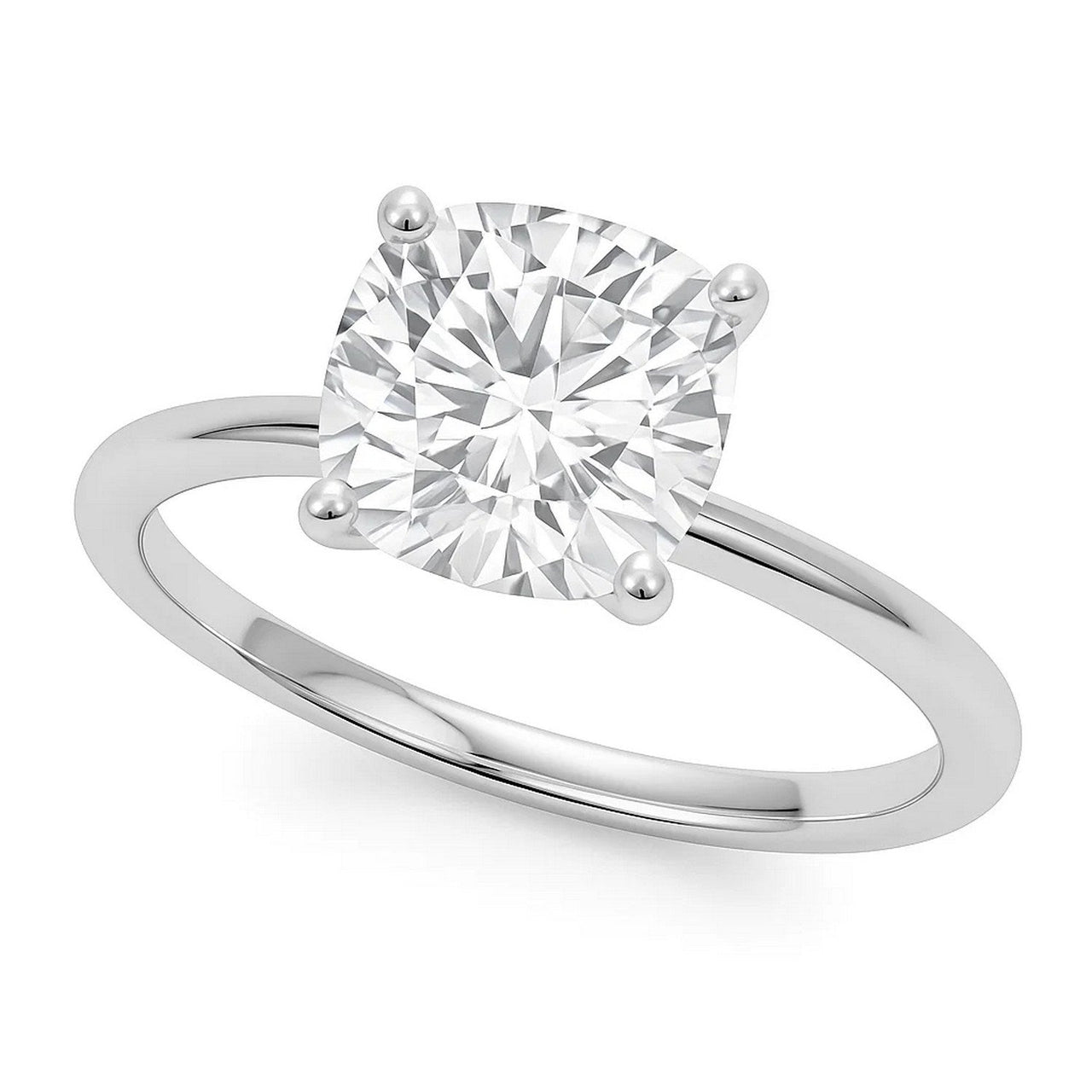 5 Carat Cushion Lab Grown IGI G/VS1 Diamond Solitaire Ring in 10K White Gold - KIAHMILLA