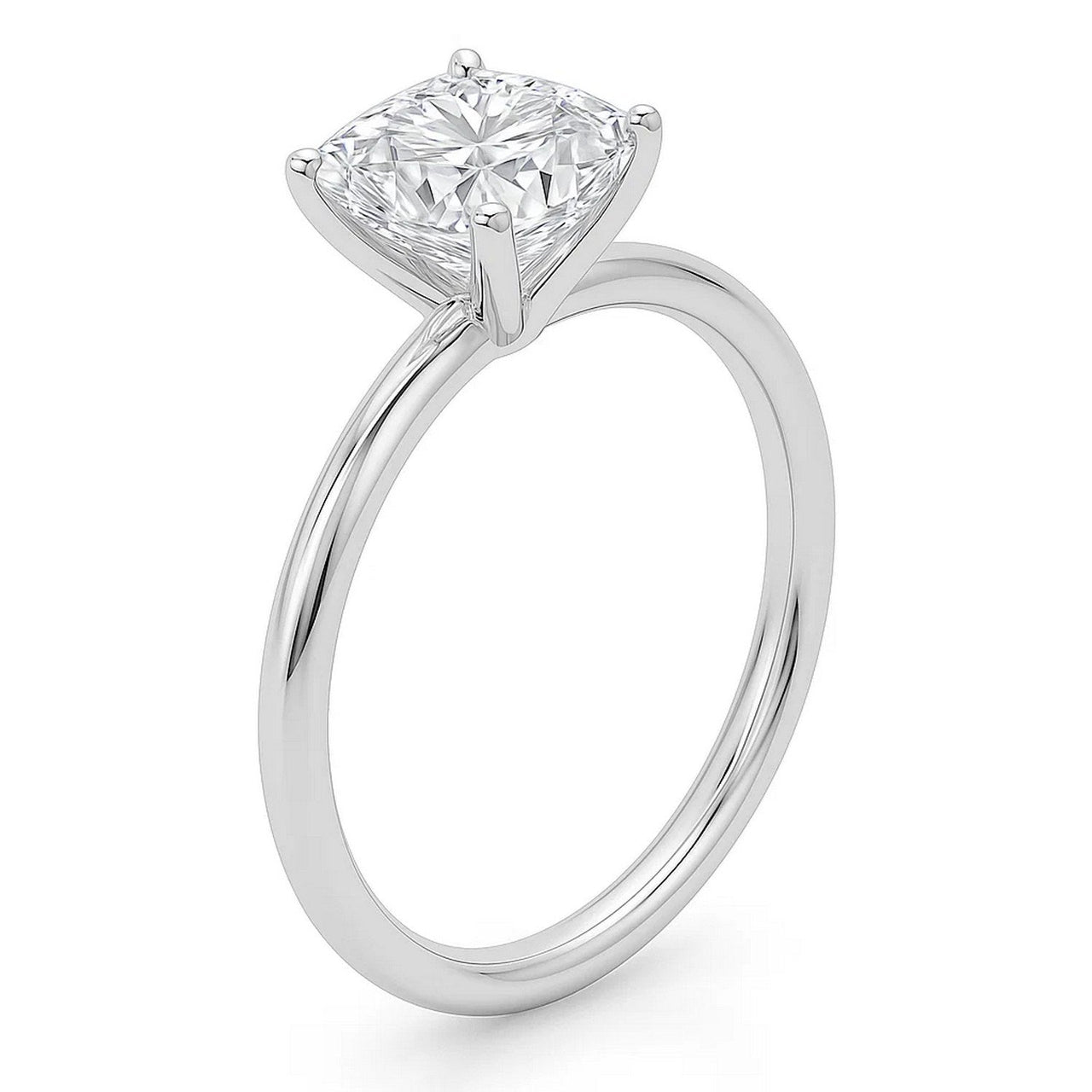 5 Carat Cushion Lab Grown IGI G/VS1 Diamond Solitaire Ring in 10K White Gold - KIAHMILLA