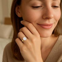 5 Carat Cushion Lab Grown IGI G/VS1 Diamond Solitaire Ring in 10K Yellow Gold - KIAHMILLA