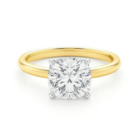 5 Carat Cushion Lab Grown IGI G/VS1 Diamond Solitaire Ring in 10K Yellow Gold - KIAHMILLA