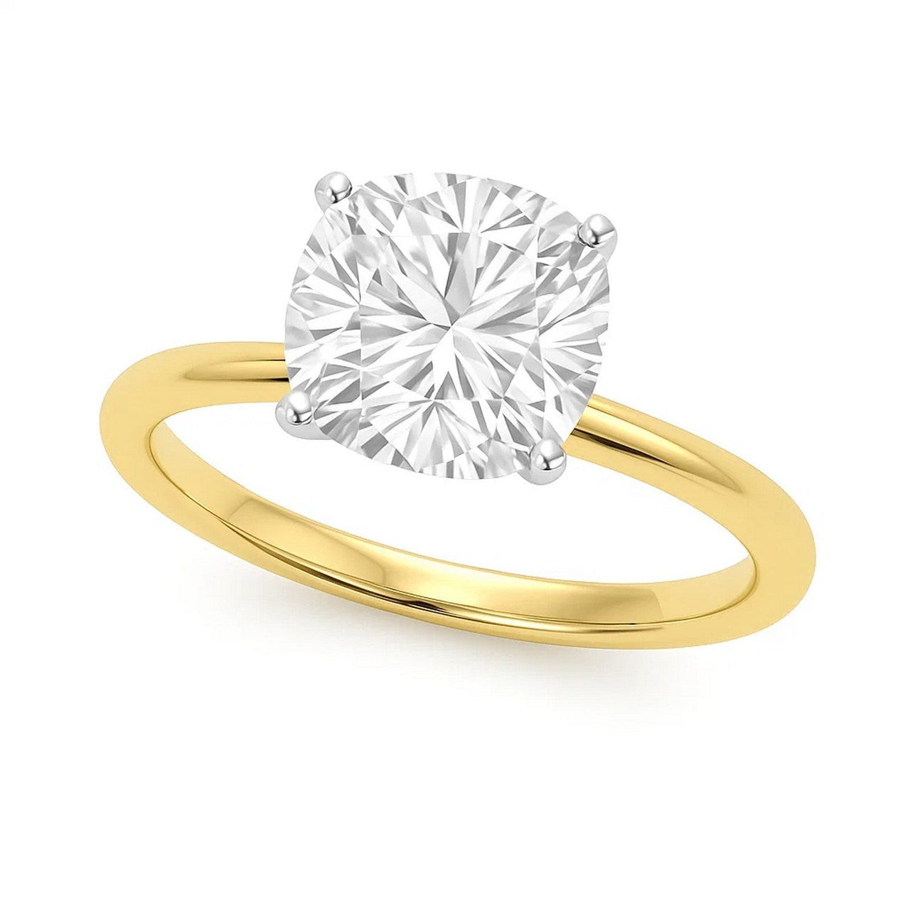 5 Carat Cushion Lab Grown IGI G/VS1 Diamond Solitaire Ring in 10K Yellow Gold - KIAHMILLA