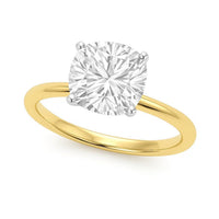 5 Carat Cushion Lab Grown IGI G/VS1 Diamond Solitaire Ring in 10K Yellow Gold - KIAHMILLA