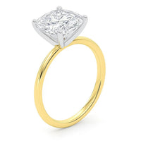 5 Carat Cushion Lab Grown IGI G/VS1 Diamond Solitaire Ring in 10K Yellow Gold - KIAHMILLA