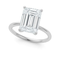 5 Carat Emerald Lab Grown IGI G/VS1 Diamond Solitaire Ring in 10K White Gold - KIAHMILLA