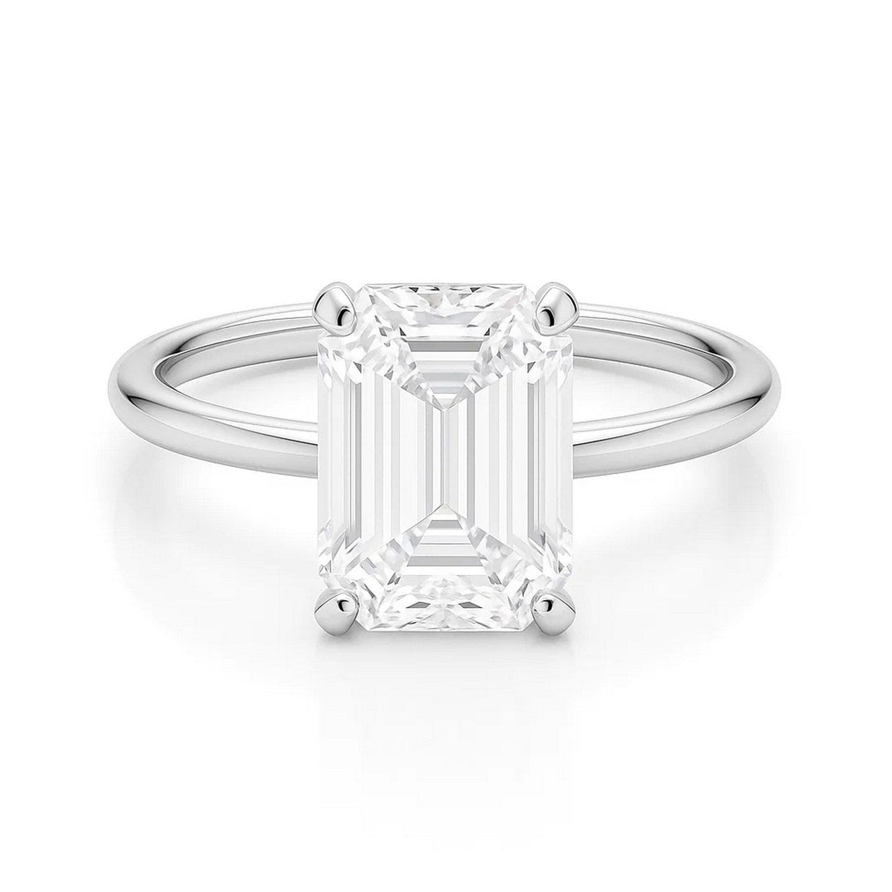 5 Carat Emerald Lab Grown IGI G/VS1 Diamond Solitaire Ring in 10K White Gold - KIAHMILLA