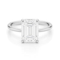 5 Carat Emerald Lab Grown IGI G/VS1 Diamond Solitaire Ring in 10K White Gold - KIAHMILLA