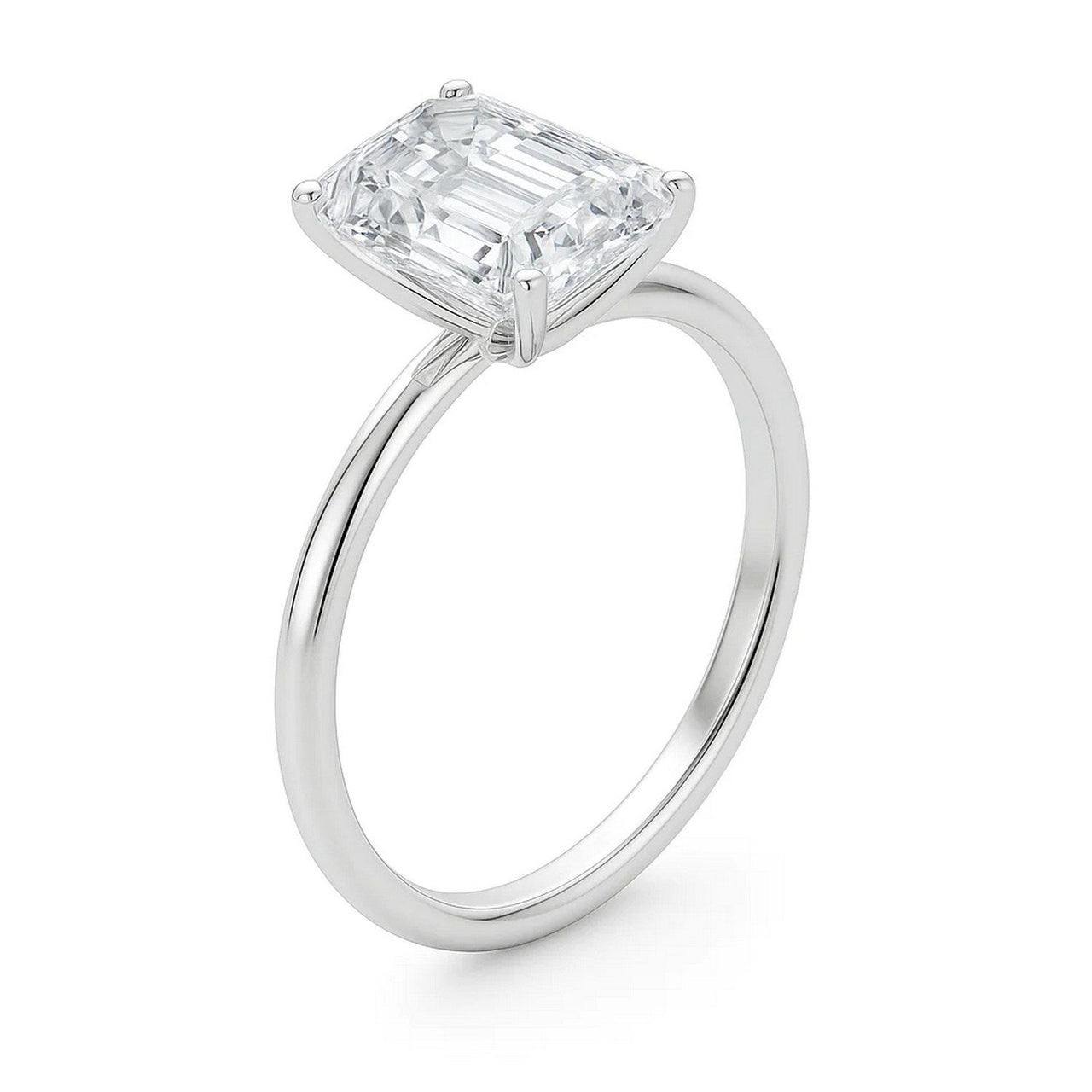 5 Carat Emerald Lab Grown IGI G/VS1 Diamond Solitaire Ring in 10K White Gold - KIAHMILLA