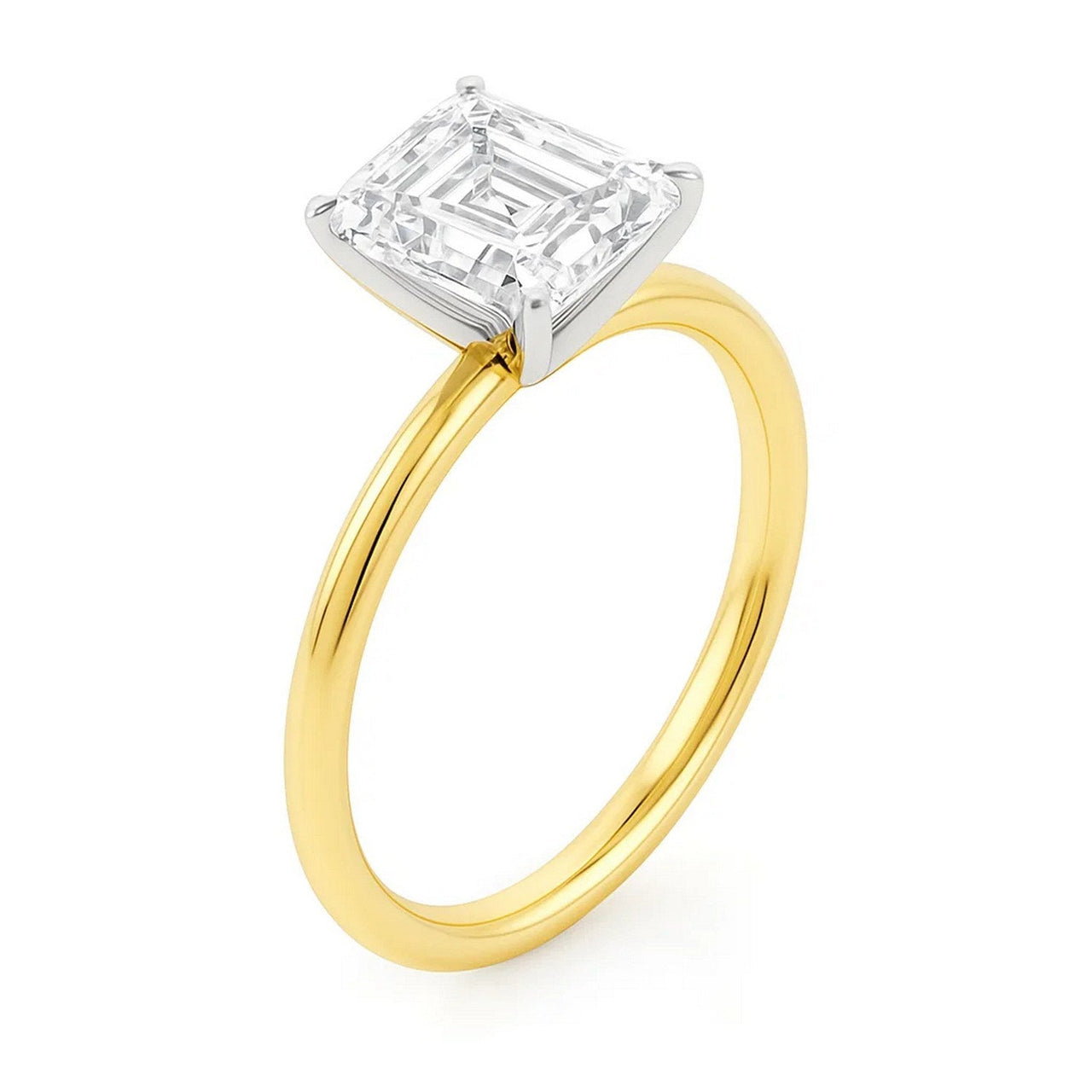 5 Carat Emerald Lab Grown IGI G/VS1 Diamond Solitaire Ring in 10K Yellow Gold - KIAHMILLA
