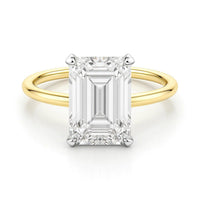 5 Carat Emerald Lab Grown IGI G/VS1 Diamond Solitaire Ring in 14K Yellow Gold - KIAHMILLA