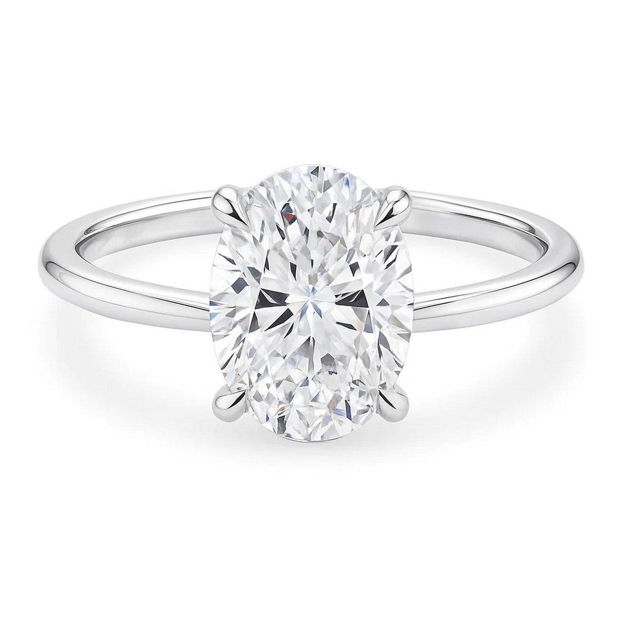 5 Carat Oval Lab Grown IGI G/VS1 Diamond Solitaire Ring in 10K White Gold - KIAHMILLA