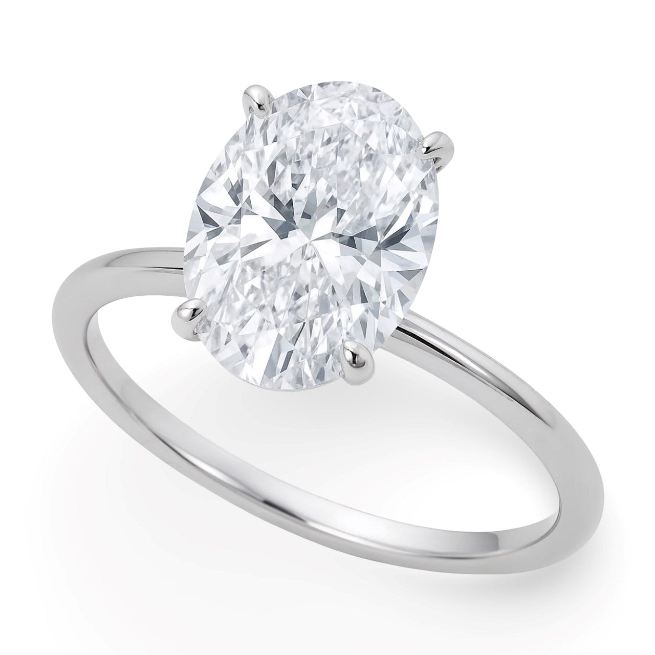 5 Carat Oval Lab Grown IGI G/VS1 Diamond Solitaire Ring in 14K White Gold - KIAHMILLA