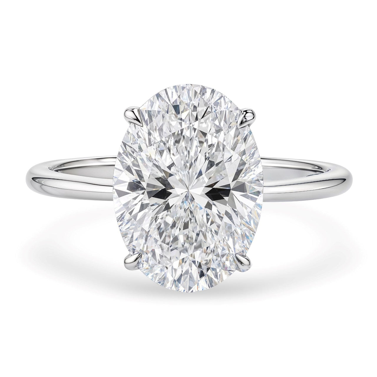 5 Carat Oval Lab Grown IGI G/VS1 Diamond Solitaire Ring in 14K White Gold - KIAHMILLA