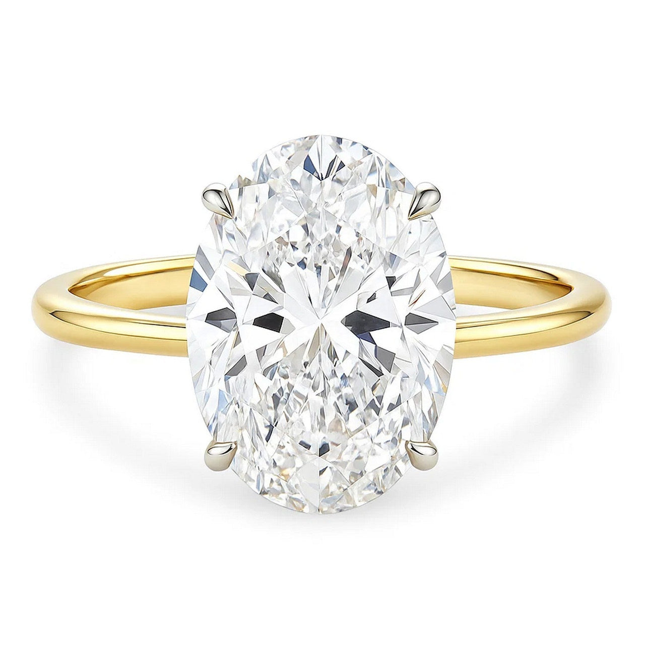 5 Carat Oval Lab Grown IGI G/VS1 Diamond Solitaire Ring in 14K Yellow Gold - KIAHMILLA