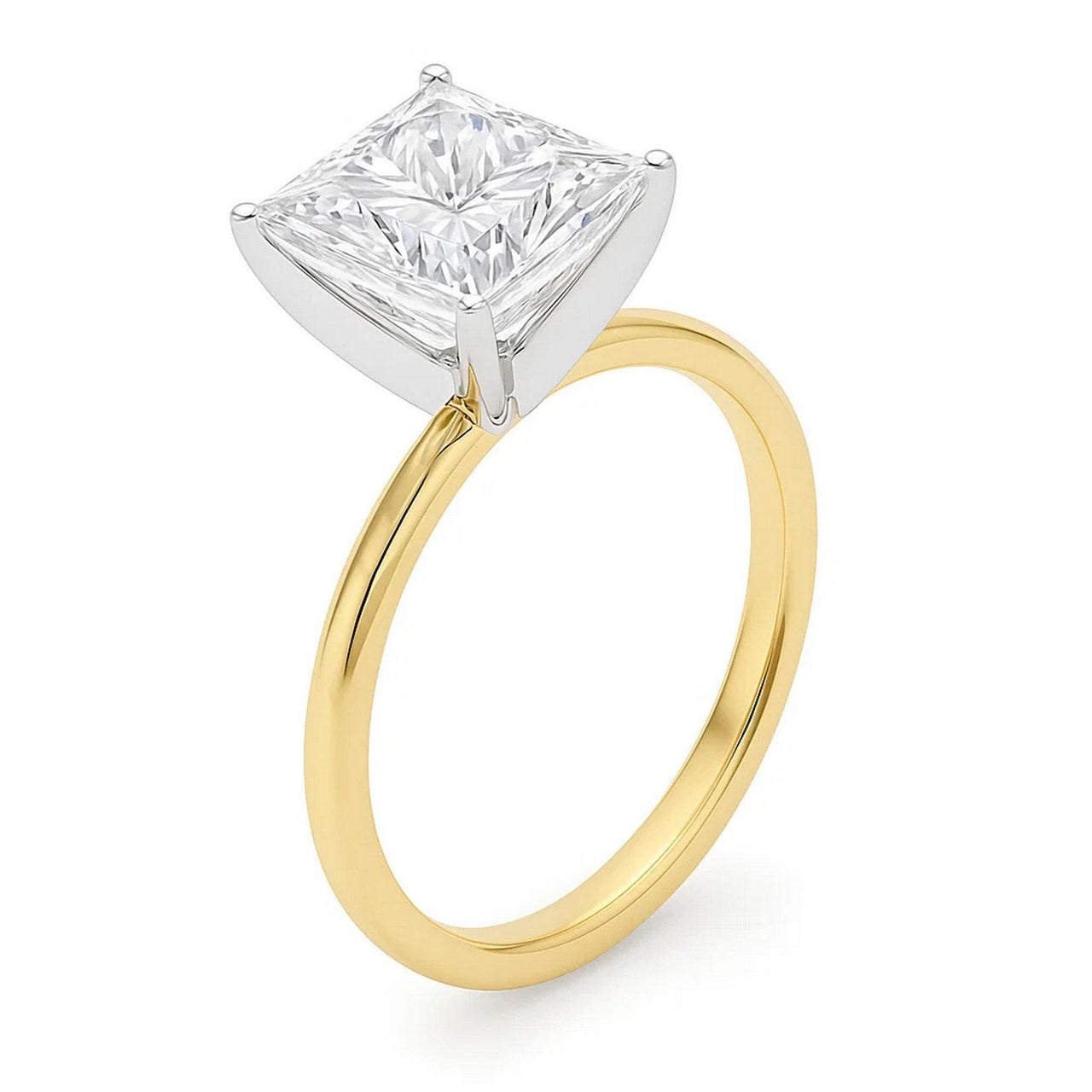 5 Carat Princess Lab Grown IGI G/VS1 Diamond Solitaire Ring in 10K Yellow Gold - KIAHMILLA