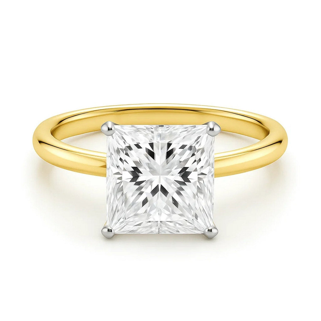 5 Carat Princess Lab Grown IGI G/VS1 Diamond Solitaire Ring in 10K Yellow Gold - KIAHMILLA