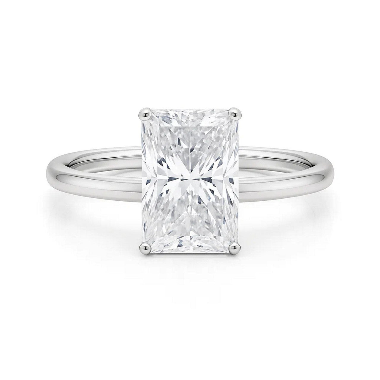 5 Carat Radiant Lab Grown IGI G/VS1 Diamond Solitaire Ring in 10K White Gold - KIAHMILLA