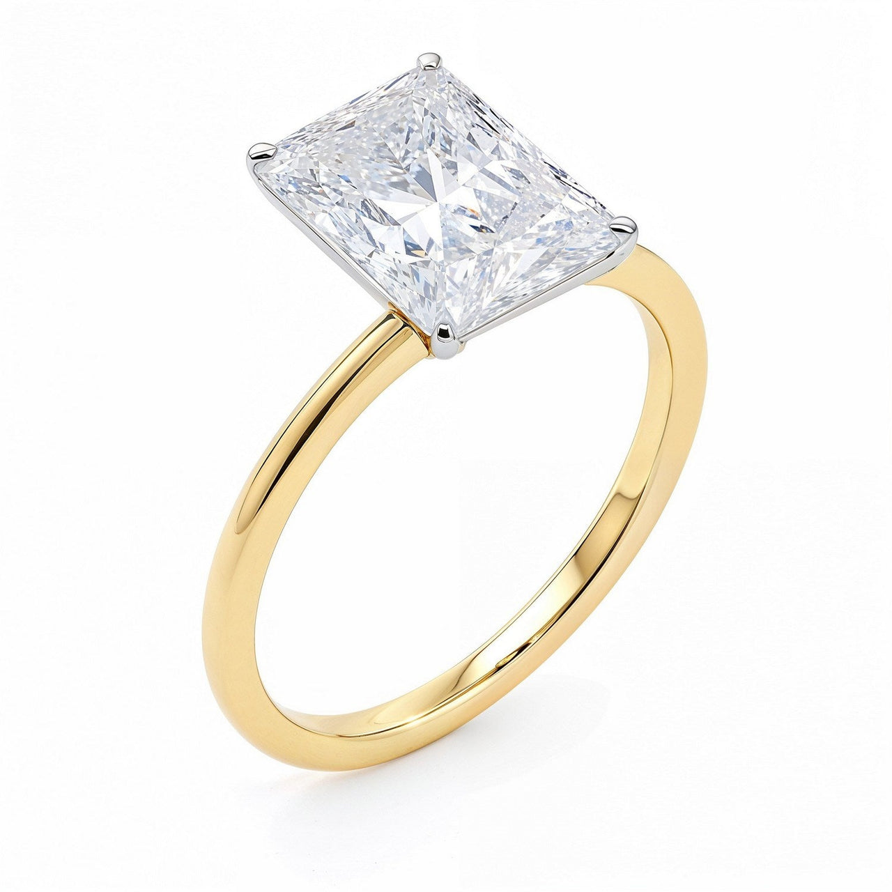 5 Carat Radiant Lab Grown IGI G/VS1 Diamond Solitaire Ring in 14K Yellow Gold - KIAHMILLA