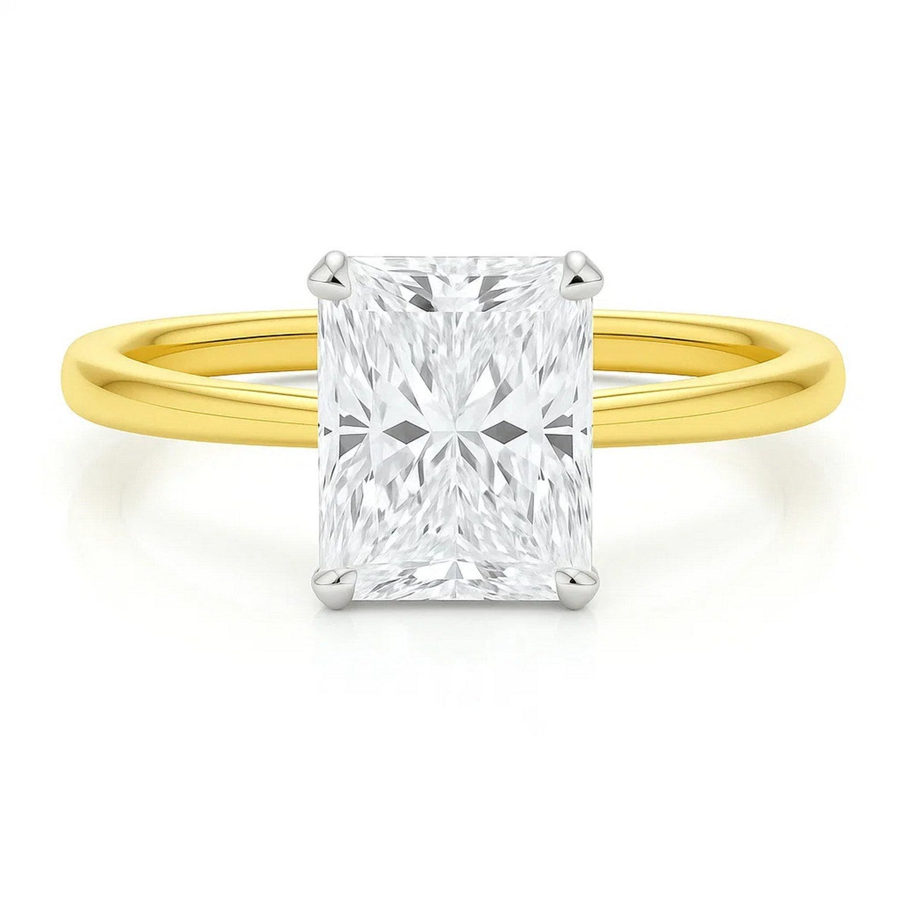 5 Carat Radiant Lab Grown IGI G/VS1 Diamond Solitaire Ring in 14K Yellow Gold - KIAHMILLA