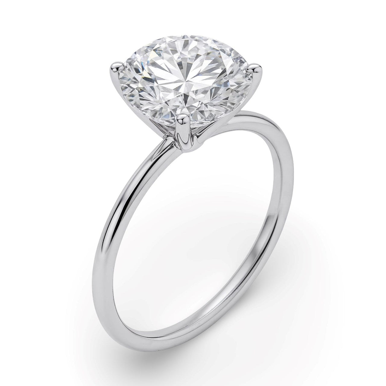5 Carat Round Lab Grown IGI G/VS1 Diamond Solitaire Ring in 10K White Gold - KIAHMILLA