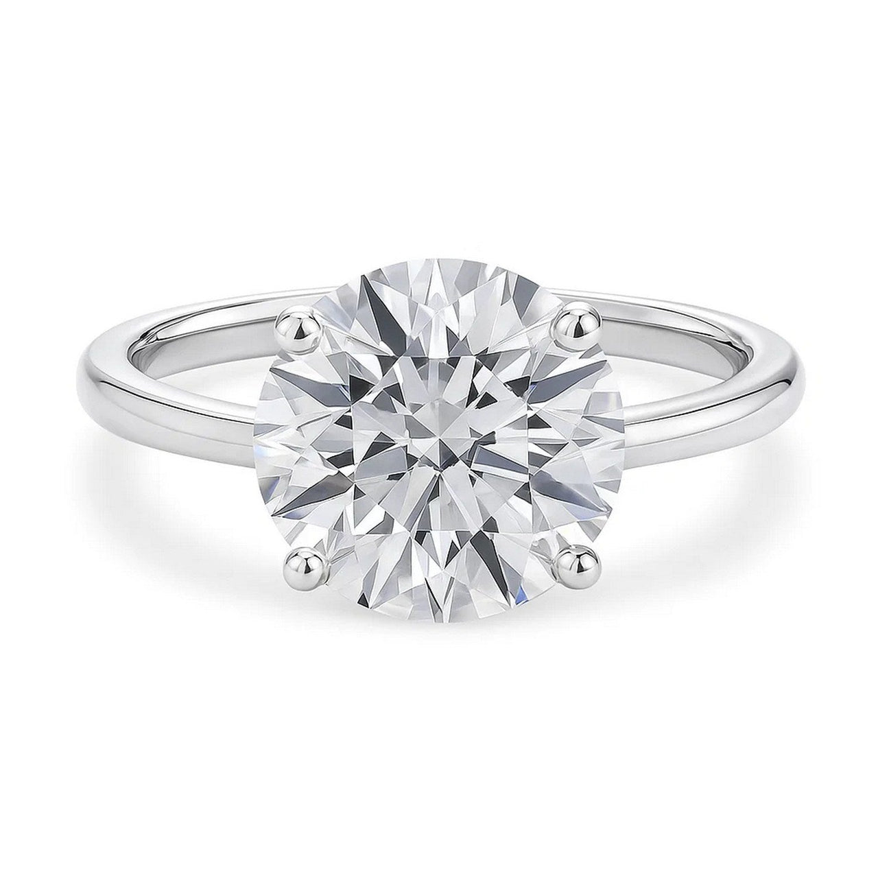 5 Carat Round Lab Grown IGI G/VS1 Diamond Solitaire Ring in 10K White Gold - KIAHMILLA