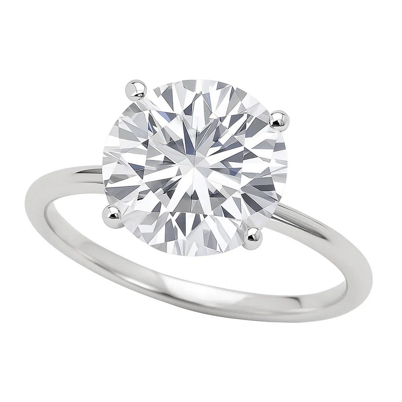 5 Carat Round Lab Grown IGI G/VS1 Diamond Solitaire Ring in 10K White Gold - KIAHMILLA