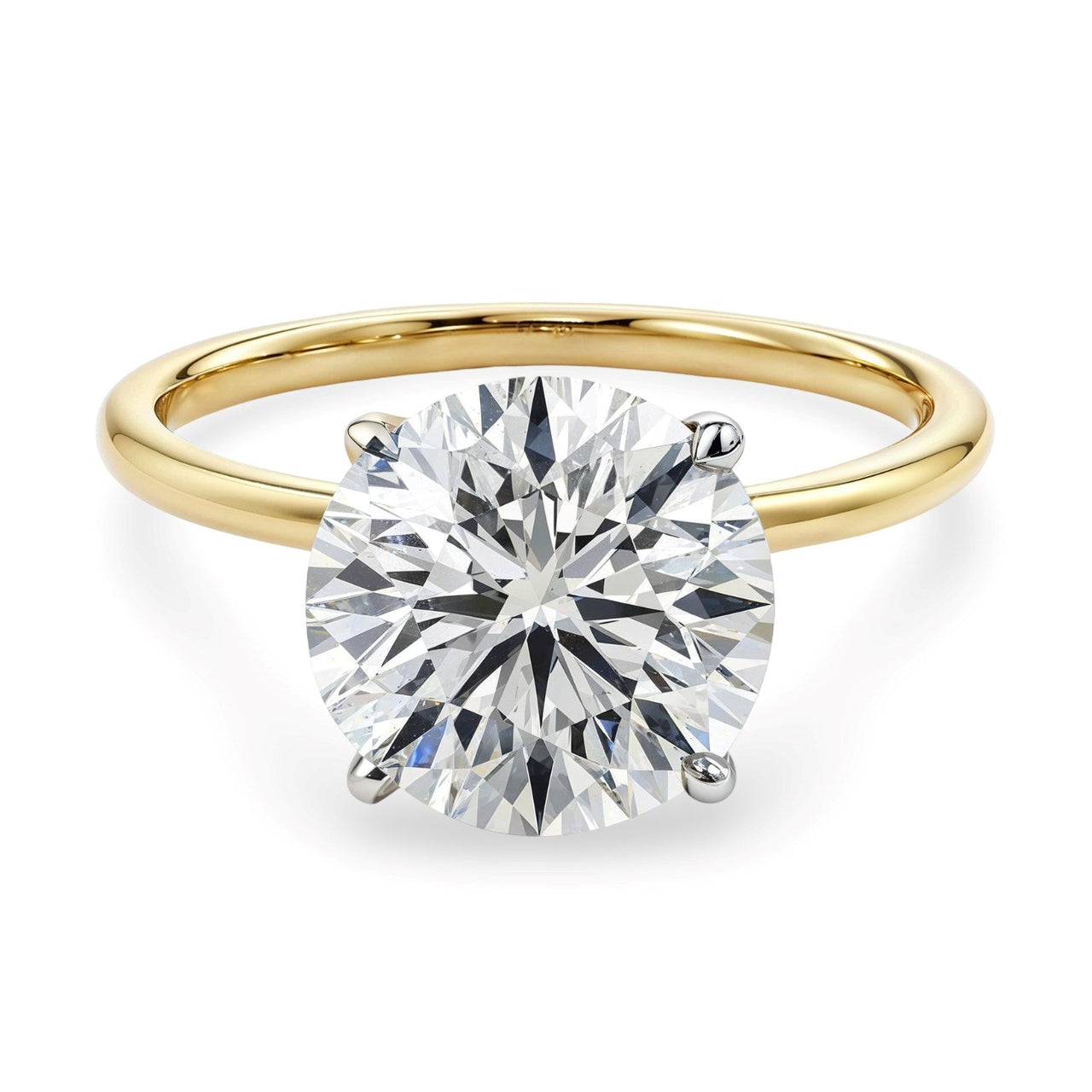 5 Carat Round Lab Grown IGI G/VS1 Diamond Solitaire Ring in 10K Yellow Gold - KIAHMILLA