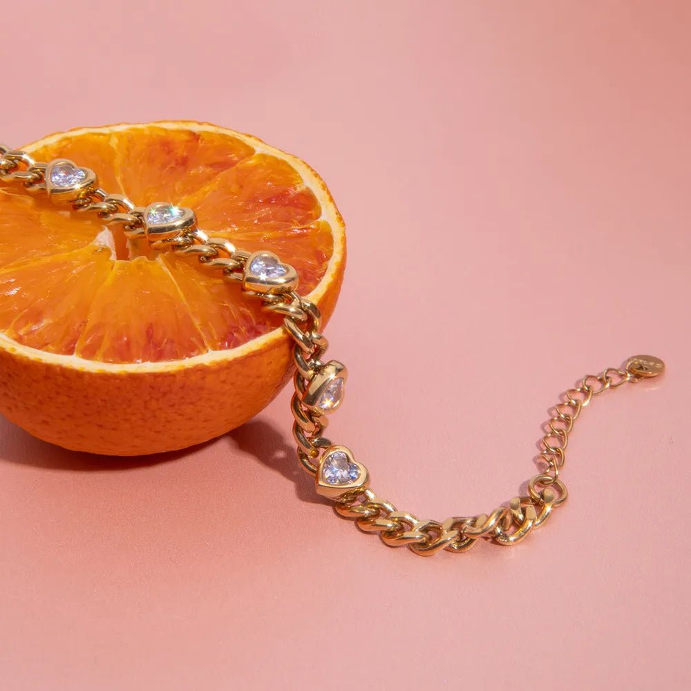 5 - Piece 18K Gold - Plated Stainless Steel Inlaid Zircon Bracelet - Coolpeacock