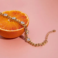 5 - Piece 18K Gold - Plated Stainless Steel Inlaid Zircon Bracelet - Coolpeacock