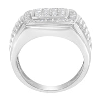 14K White Gold Men's Diamond Squared Band Ring (1 cttw, H-I Color, SI2-I1 Clarity)