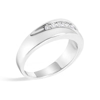 Men's.925 Sterling Silver 1/2 Cttw Diamond 9 Stone Band Ring