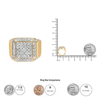 Men's 10K Yellow Gold 2 1/8 Cttw Diamond  Composite Cluster Cocktail Ring Band