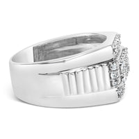 Men's .925 Sterling Silver 1.00 Cttw Diamond Multi Row Band Ring