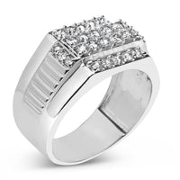 Men's .925 Sterling Silver 1.00 Cttw Diamond Multi Row Band Ring