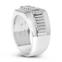 Men's .925 Sterling Silver 1.00 Cttw Diamond Multi Row Band Ring