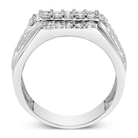 Men's .925 Sterling Silver 1.00 Cttw Diamond Multi Row Band Ring