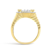 Men's 14K Yellow Gold Plated Sterling Silver 1.0 Cttw Diamond Square Motif Band Ring
