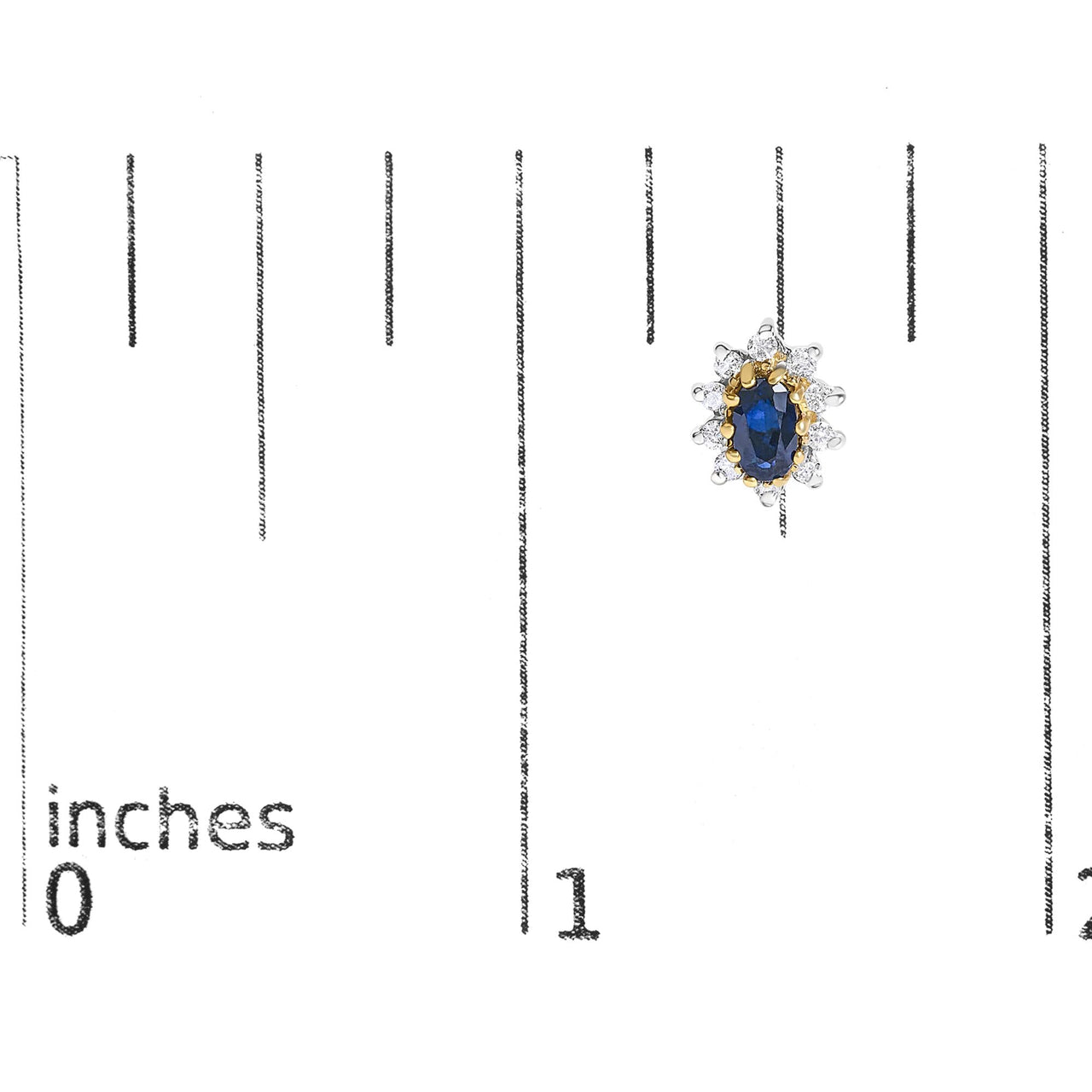 14K Yellow Gold 1/4 Cttw Diamond and Blue Sapphire Sunburst Halo Stud Earrings (K-L Color, I1-I2 Clarity)