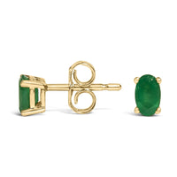 14K Gold Oval Cut Gemstone Birthstone 5x3 mm Stud Earrings