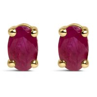 14K Gold Oval Cut Gemstone Birthstone 5x3 mm Stud Earrings