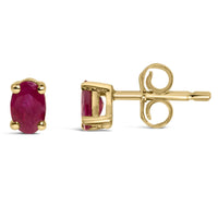 14K Gold Oval Cut Gemstone Birthstone 5x3 mm Stud Earrings