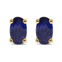 14K Gold Oval Cut Gemstone Birthstone 5x3 mm Stud Earrings