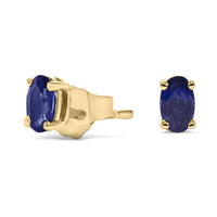 14K Gold Oval Cut Gemstone Birthstone 5x3 mm Stud Earrings